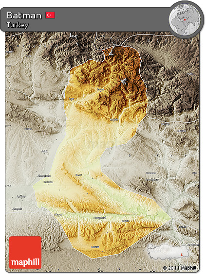 Physical Map of Batman, semi-desaturated
