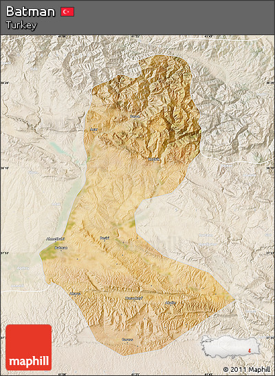 Satellite Map of Batman, lighten