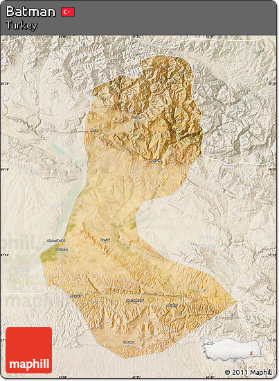 Satellite Map of Batman, lighten