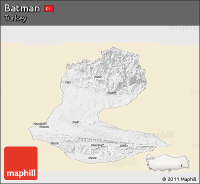 Classic Style Panoramic Map of Batman, single color outside