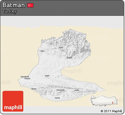 Classic Style Panoramic Map of Batman, single color outside