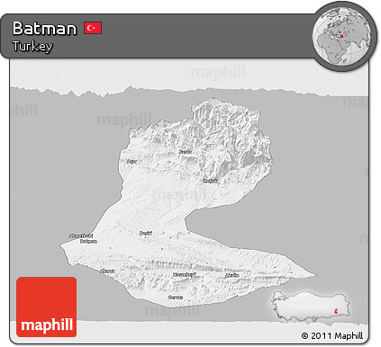 Gray Panoramic Map of Batman, single color outside