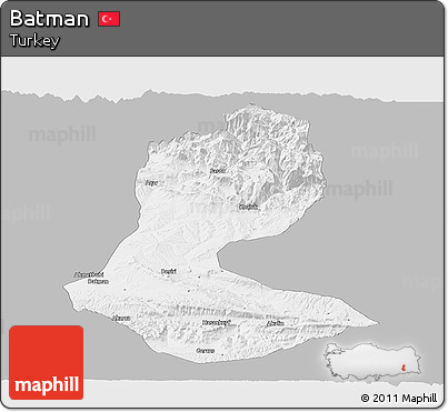 Gray Panoramic Map of Batman, single color outside