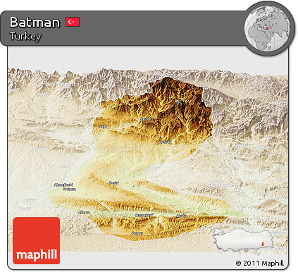 Physical Panoramic Map of Batman, lighten