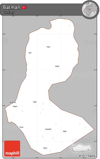 Gray Simple Map of Batman, cropped outside