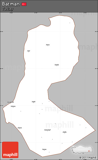 Gray Simple Map of Batman, cropped outside