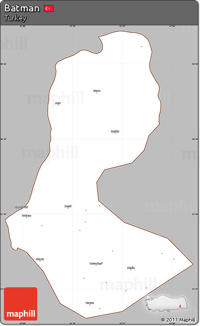 Gray Simple Map of Batman, cropped outside