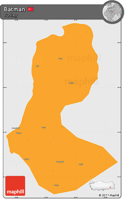 Political Simple Map of Batman, single color outside