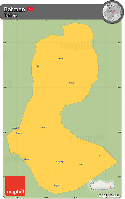 Savanna Style Simple Map of Batman, single color outside