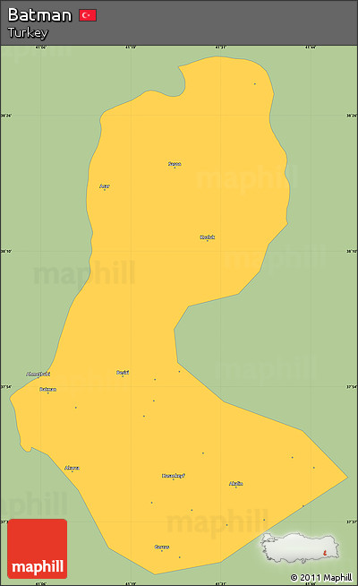 Savanna Style Simple Map of Batman, single color outside