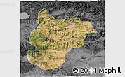 Satellite 3D Map of Bilecik, darken, desaturated