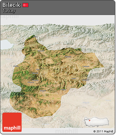 Satellite 3D Map of Bilecik, lighten