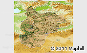 Satellite 3D Map of Bilecik, physical outside