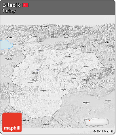 Silver Style 3D Map of Bilecik