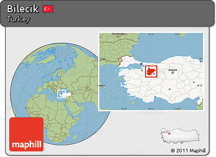 Savanna Style Location Map of Bilecik, highlighted country
