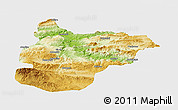 Physical Panoramic Map of Bilecik, single color outside