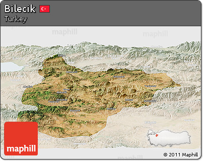 Satellite Panoramic Map of Bilecik, lighten