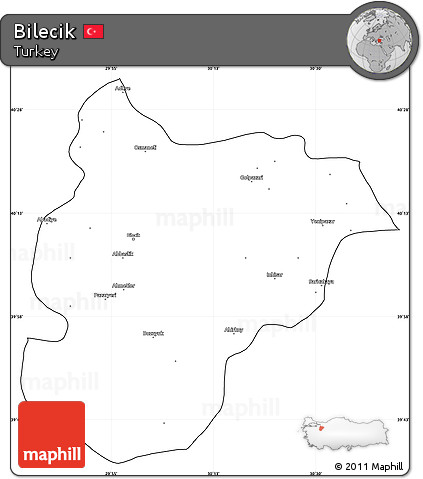 Blank Simple Map of Bilecik, cropped outside
