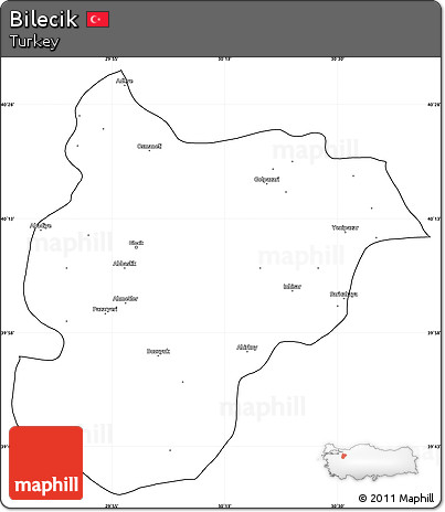 Blank Simple Map of Bilecik, cropped outside
