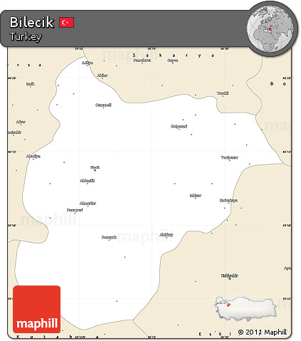 Classic Style Simple Map of Bilecik