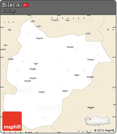 Classic Style Simple Map of Bilecik