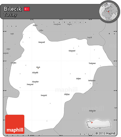 Gray Simple Map of Bilecik