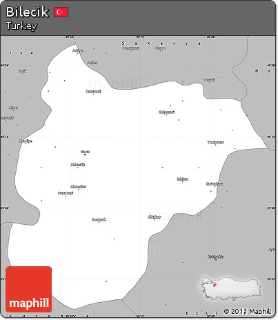 Gray Simple Map of Bilecik