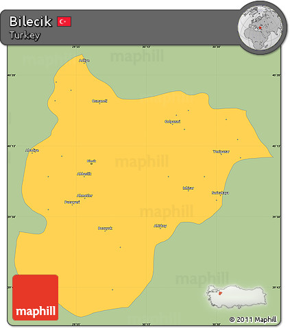 Savanna Style Simple Map of Bilecik, single color outside