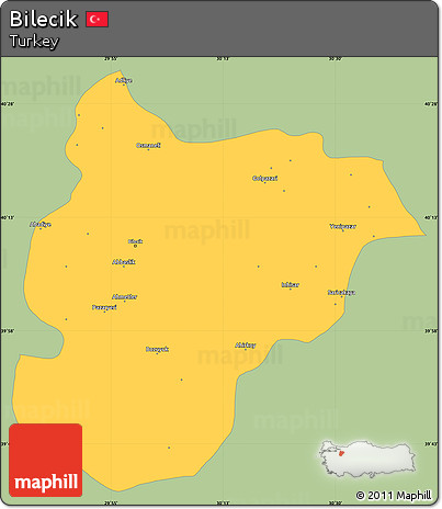 Savanna Style Simple Map of Bilecik, single color outside