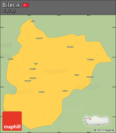 Savanna Style Simple Map of Bilecik, single color outside