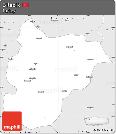 Silver Style Simple Map of Bilecik