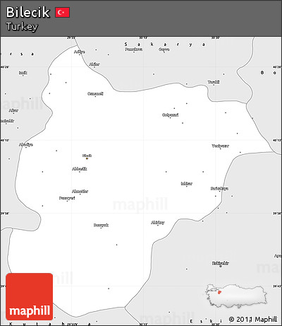 Silver Style Simple Map of Bilecik