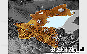 Physical 3D Map of Bitlis, darken, desaturated