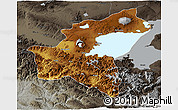 Physical 3D Map of Bitlis, darken, semi-desaturated