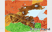 Physical 3D Map of Bitlis, political outside