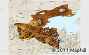 Physical 3D Map of Bitlis, shaded relief outside