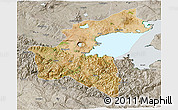 Satellite 3D Map of Bitlis, semi-desaturated