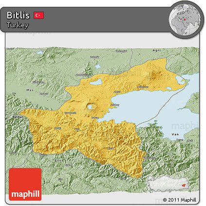Savanna Style 3D Map of Bitlis
