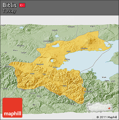 Savanna Style 3D Map of Bitlis