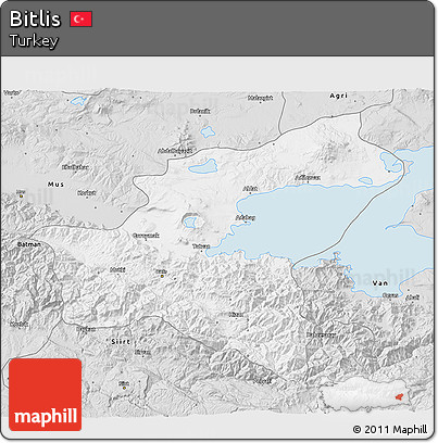 Silver Style 3D Map of Bitlis