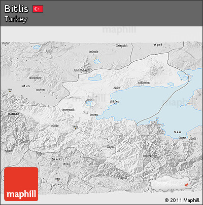 Silver Style 3D Map of Bitlis