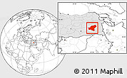 Blank Location Map of Bitlis, highlighted country