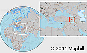 Gray Location Map of Bitlis, within the entire country