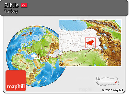 Physical Location Map of Bitlis, highlighted country