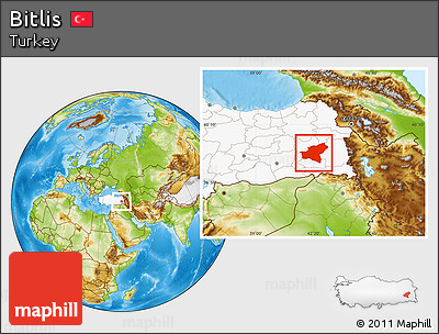 Physical Location Map of Bitlis, highlighted country