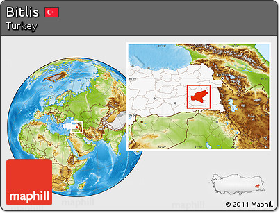 Physical Location Map of Bitlis, highlighted country