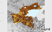 Physical Map of Bitlis, lighten, desaturated
