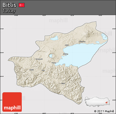 Shaded Relief Map of Bitlis, cropped outside