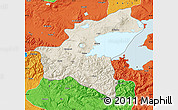 Shaded Relief Map of Bitlis, political outside