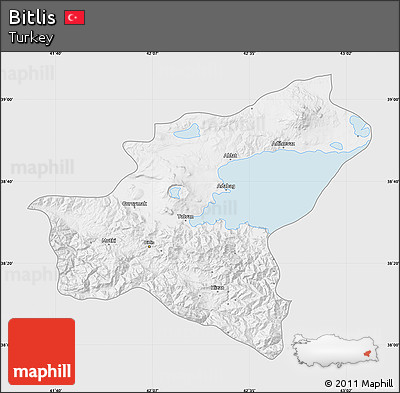 Silver Style Map of Bitlis, single color outside